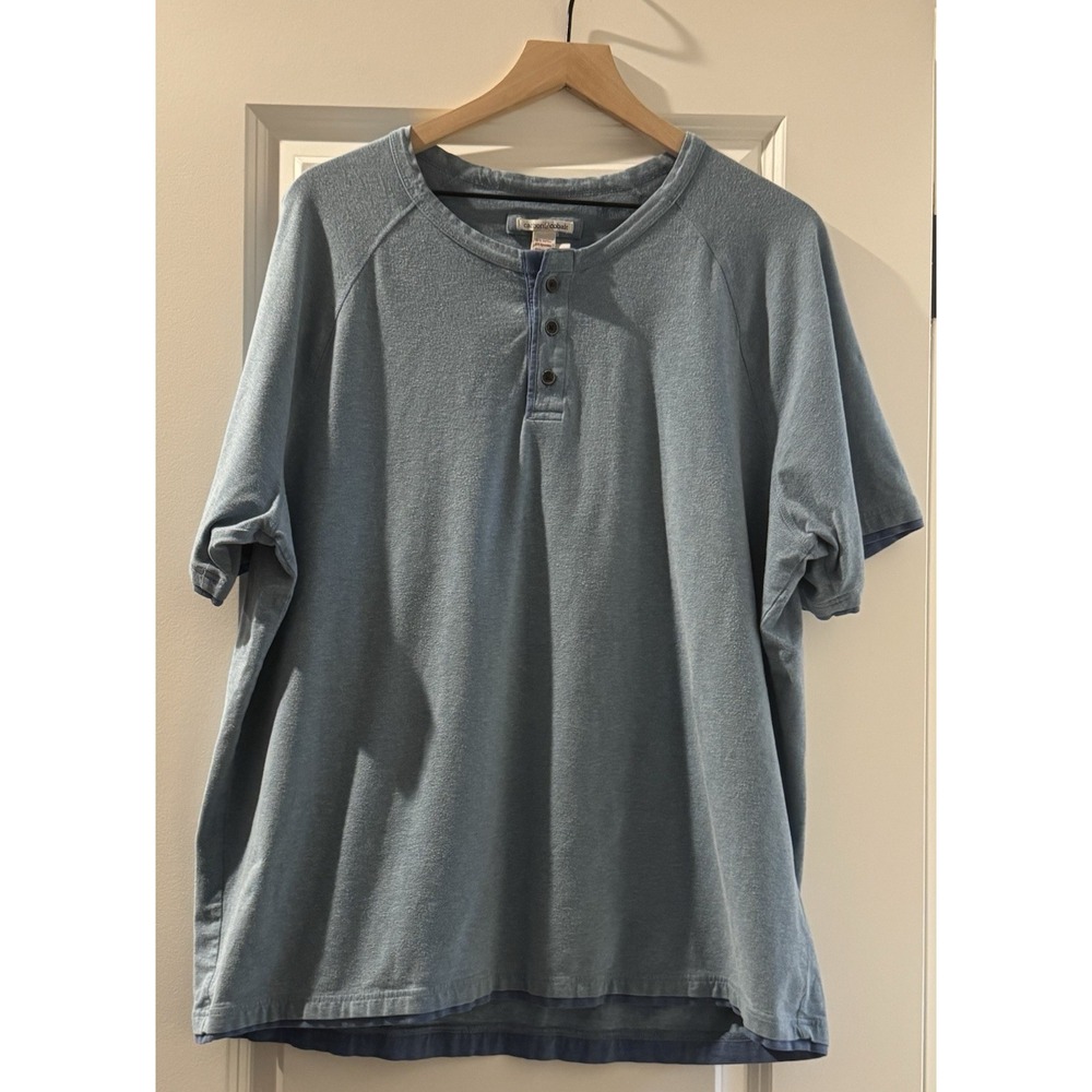 Carbon2Cobalt Mens XL Blue Henley T Shirt Short Sleeve Garment Dyed Casual